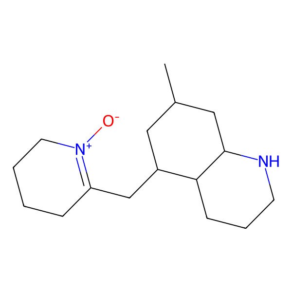 2D Structure of (4aR,5S,7R,8aR)-7-methyl-5-[(1-oxido-2,3,4,5-tetrahydropyridin-1-ium-6-yl)methyl]-1,2,3,4,4a,5,6,7,8,8a-decahydroquinoline