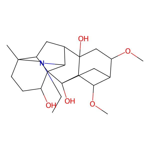 2D Structure of (1R,2S,3R,4S,5R,6R,8S,9S,10R,13R,16R,17R)-11-ethyl-4,6-dimethoxy-13-methyl-11-azahexacyclo[7.7.2.12,5.01,10.03,8.013,17]nonadecane-2,8,16-triol