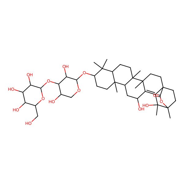 2D Structure of (1R,4S,5R,8R,10S,13R,14R,16R,19S,20S)-10-[(2S,3R,4S,5S)-3,5-dihydroxy-4-[(2S,3R,4S,5S,6R)-3,4,5-trihydroxy-6-(hydroxymethyl)oxan-2-yl]oxyoxan-2-yl]oxy-16,19-dihydroxy-4,5,9,9,13,19,20-heptamethyl-21-oxahexacyclo[18.2.2.01,18.04,17.05,14.08,13]tetracos-17-en-22-one