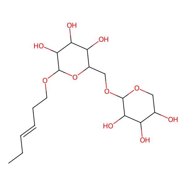 2D Structure of (2R,3R,4S,5S,6R)-2-[(Z)-hex-3-enoxy]-6-[[(2S,3R,4S,5R)-3,4,5-trihydroxyoxan-2-yl]oxymethyl]oxane-3,4,5-triol