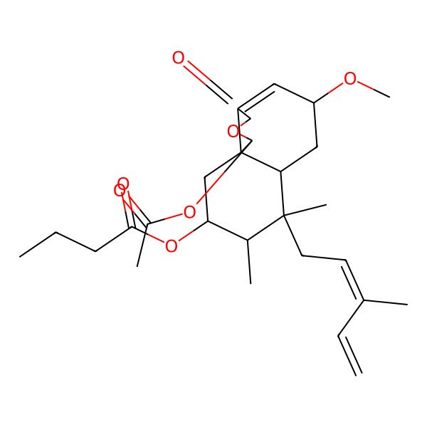 2D Structure of [1-acetyloxy-5-methoxy-7,8-dimethyl-7-(3-methylpenta-2,4-dienyl)-3-oxo-5,6,6a,8,9,10-hexahydro-1H-benzo[d][2]benzofuran-9-yl] butanoate