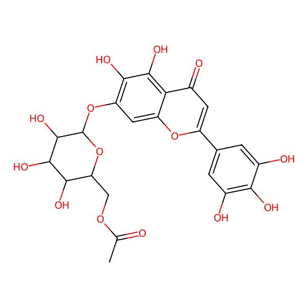 2D Structure of [(2R,3S,4S,5R,6S)-6-[5,6-dihydroxy-4-oxo-2-(3,4,5-trihydroxyphenyl)chromen-7-yl]oxy-3,4,5-trihydroxyoxan-2-yl]methyl acetate