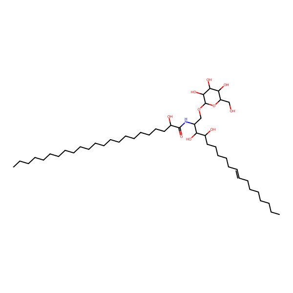 2D Structure of (2R)-N-[(E,2S,3S,4R)-3,4-dihydroxy-1-[(2R,3R,4S,5S,6R)-3,4,5-trihydroxy-6-(hydroxymethyl)oxan-2-yl]oxyoctadec-10-en-2-yl]-2-hydroxytricosanamide