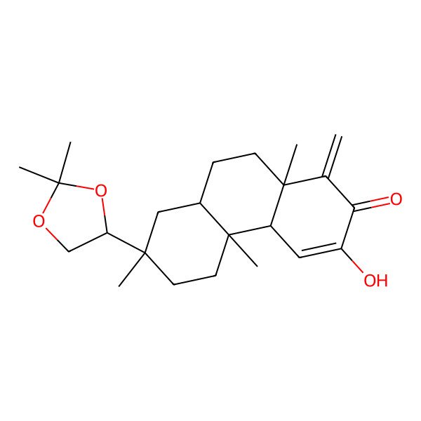 2D Structure of (4aR,4bS,7S,8aS,10aS)-7-[(4R)-2,2-dimethyl-1,3-dioxolan-4-yl]-3-hydroxy-4b,7,10a-trimethyl-1-methylidene-5,6,8,8a,9,10-hexahydro-4aH-phenanthren-2-one