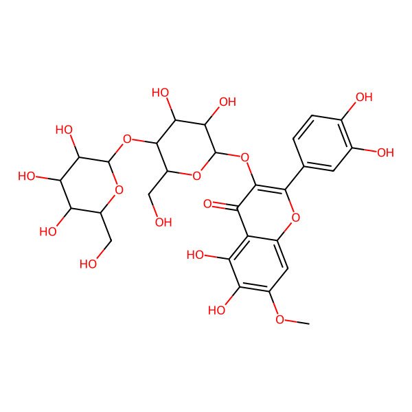 2D Structure of 3-[(2S,3R,4S,5R,6S)-3,4-dihydroxy-6-(hydroxymethyl)-5-[(2R,3R,4S,5S,6R)-3,4,5-trihydroxy-6-(hydroxymethyl)oxan-2-yl]oxyoxan-2-yl]oxy-2-(3,4-dihydroxyphenyl)-5,6-dihydroxy-7-methoxychromen-4-one