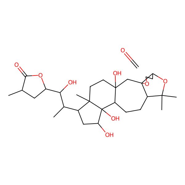 2D Structure of 1,14,15-Trihydroxy-17-[1-hydroxy-1-(4-methyl-5-oxooxolan-2-yl)propan-2-yl]-9,9,18-trimethyl-4,8-dioxapentacyclo[11.7.0.03,7.03,10.014,18]icosan-5-one