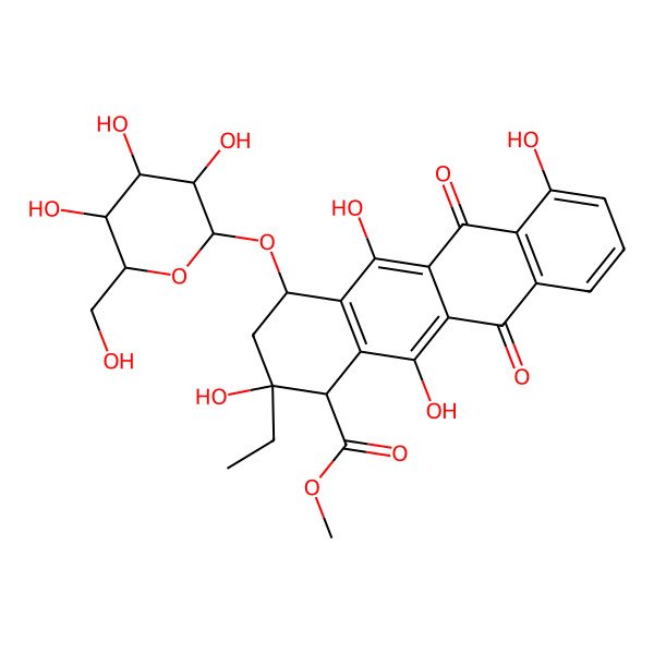 2D Structure of 4-O-(Glucopyranosyl)-epsilon-rhodomycinone