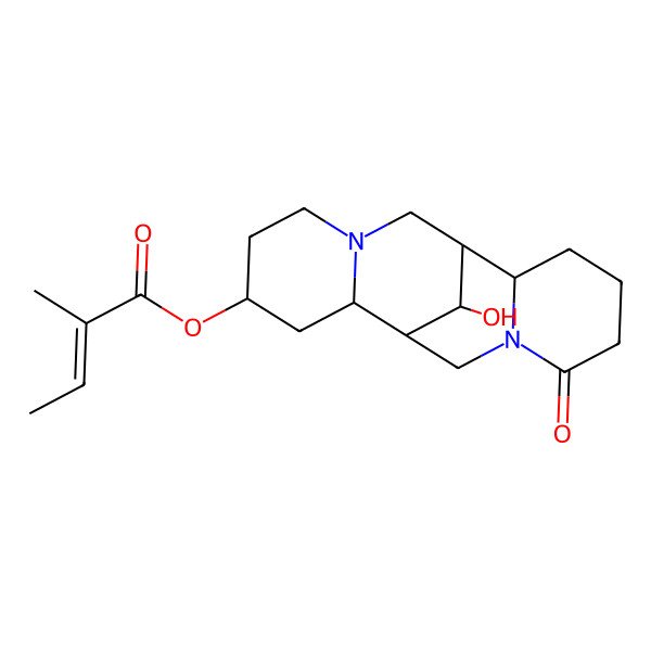 2D Structure of [(1S,2S,4S,9S,10R,17R)-17-hydroxy-14-oxo-7,15-diazatetracyclo[7.7.1.02,7.010,15]heptadecan-4-yl] (Z)-2-methylbut-2-enoate