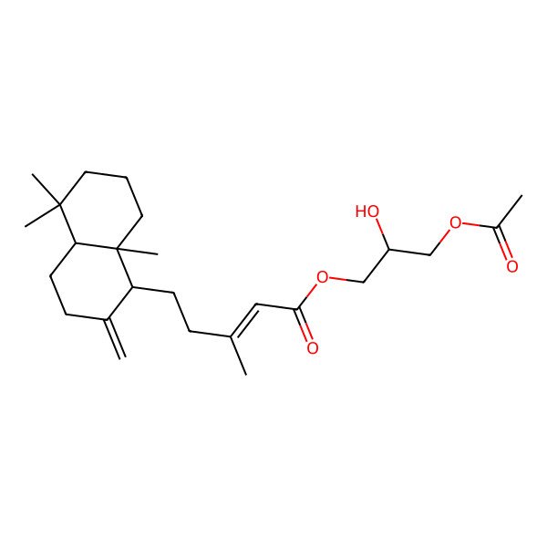 2D Structure of [(2S)-3-acetyloxy-2-hydroxypropyl] (E)-5-[(1R,4aR,8aR)-5,5,8a-trimethyl-2-methylidene-3,4,4a,6,7,8-hexahydro-1H-naphthalen-1-yl]-3-methylpent-2-enoate