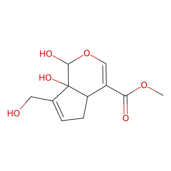 2D Structure of (1R)-1alpha,7aalpha-Dihydroxy-7-(hydroxymethyl)-1,4aalpha,5,7a-tetrahydrocyclopenta[c]pyran-4-carboxylic acid methyl ester