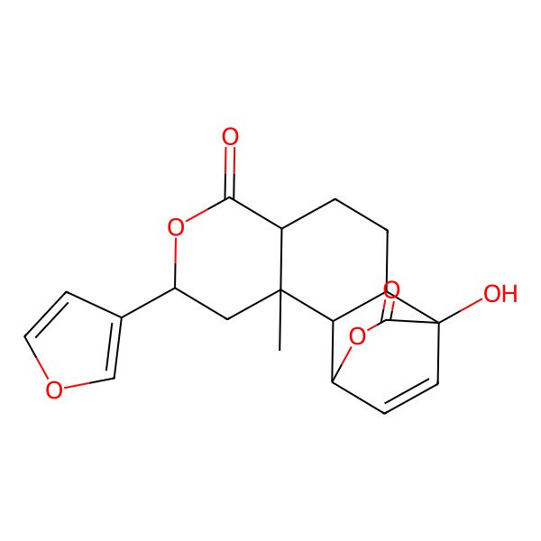2D Structure of (1S,2R,3S,5S,8R,11R,12S)-5-(furan-3-yl)-12-hydroxy-3-methyl-6,14-dioxatetracyclo[10.2.2.02,11.03,8]hexadec-15-ene-7,13-dione