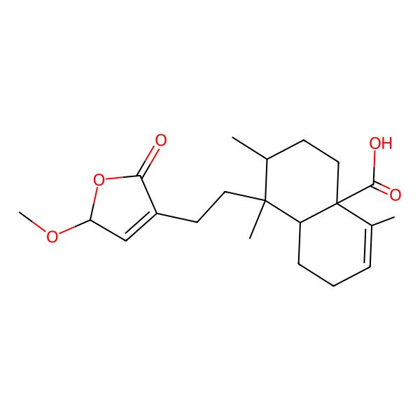 2D Structure of 8-[2-(2-methoxy-5-oxo-2H-furan-4-yl)ethyl]-4,7,8-trimethyl-1,2,5,6,7,8a-hexahydronaphthalene-4a-carboxylic acid