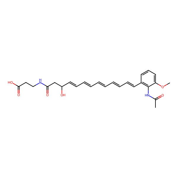 2D Structure of 3-[[(4E,6E,8E,10E,12E)-13-(2-acetamido-3-methoxyphenyl)-3-hydroxytrideca-4,6,8,10,12-pentaenoyl]amino]propanoic acid