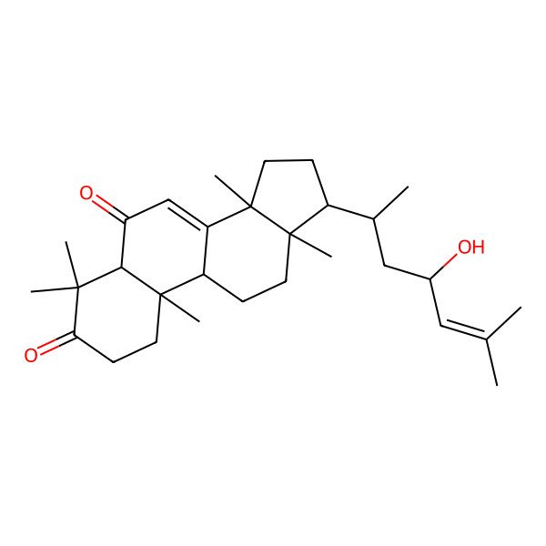 2D Structure of 17-(4-hydroxy-6-methylhept-5-en-2-yl)-4,4,10,13,14-pentamethyl-2,5,9,11,12,15,16,17-octahydro-1H-cyclopenta[a]phenanthrene-3,6-dione