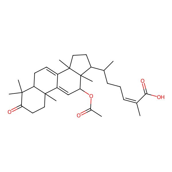 2D Structure of 6-(12-Acetyloxy-4,4,10,13,14-pentamethyl-3-oxo-1,2,5,6,12,15,16,17-octahydrocyclopenta[a]phenanthren-17-yl)-2-methylhept-2-enoic acid