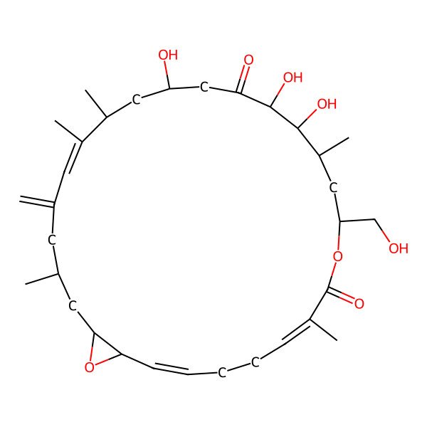 2D Structure of 13,14,17-Trihydroxy-10-(hydroxymethyl)-7,12,19,20,24-pentamethyl-22-methylidene-9,27-dioxabicyclo[24.1.0]heptacosa-2,6,20-triene-8,15-dione