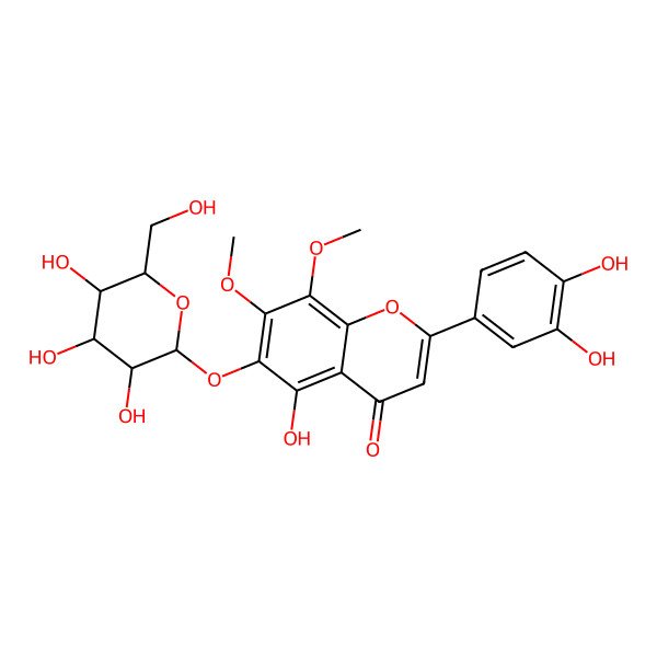 2D Structure of 2-(3,4-Dihydroxyphenyl)-5-hydroxy-7,8-dimethoxy-6-[3,4,5-trihydroxy-6-(hydroxymethyl)oxan-2-yl]oxychromen-4-one