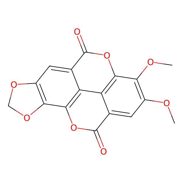 2D Structure of 12,13-Dimethoxy-3,5,10,17-tetraoxapentacyclo[9.6.2.02,6.08,18.015,19]nonadeca-1(18),2(6),7,11(19),12,14-hexaene-9,16-dione