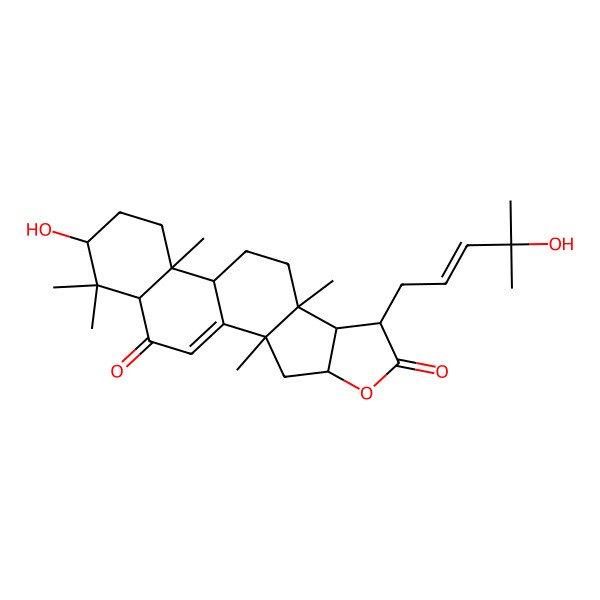 2D Structure of (2S,4S,7R,8S,9S,12R,13R,16S,18R)-16-hydroxy-7-[(E)-4-hydroxy-4-methylpent-2-enyl]-2,9,13,17,17-pentamethyl-5-oxapentacyclo[10.8.0.02,9.04,8.013,18]icos-1(20)-ene-6,19-dione