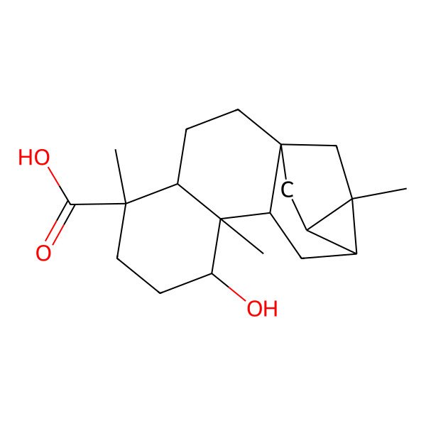 2D Structure of (1R,4R,5R,8R,9R,10R,12S,13S,14R)-8-hydroxy-5,9,13-trimethylpentacyclo[11.2.1.01,10.04,9.012,14]hexadecane-5-carboxylic acid