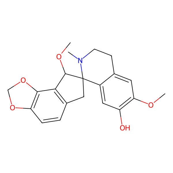 2D Structure of (1R,8'R)-6,8'-dimethoxy-2-methylspiro[3,4-dihydroisoquinoline-1,7'-6,8-dihydrocyclopenta[g][1,3]benzodioxole]-7-ol