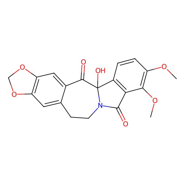 2D Structure of 12balpha-Hydroxy-5,6-dihydro-9,10-dimethoxy-8H-1,3-dioxolo[4,5-h]isoindolo[1,2-b][3]benzazepine-8,13(12bH)-dione