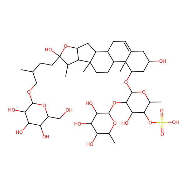 2D Structure of [6-[[6,16-Dihydroxy-7,9,13-trimethyl-6-[3-methyl-4-[3,4,5-trihydroxy-6-(hydroxymethyl)oxan-2-yl]oxybutyl]-5-oxapentacyclo[10.8.0.02,9.04,8.013,18]icos-18-en-14-yl]oxy]-4-hydroxy-2-methyl-5-(3,4,5-trihydroxy-6-methyloxan-2-yl)oxyoxan-3-yl] hydrogen sulfate