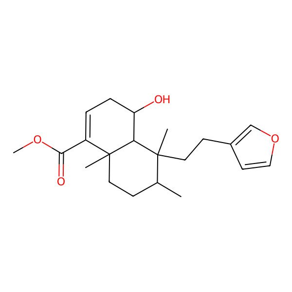 2D Structure of methyl (4S,4aR,5S,6R,8aR)-5-[2-(furan-3-yl)ethyl]-4-hydroxy-5,6,8a-trimethyl-3,4,4a,6,7,8-hexahydronaphthalene-1-carboxylate