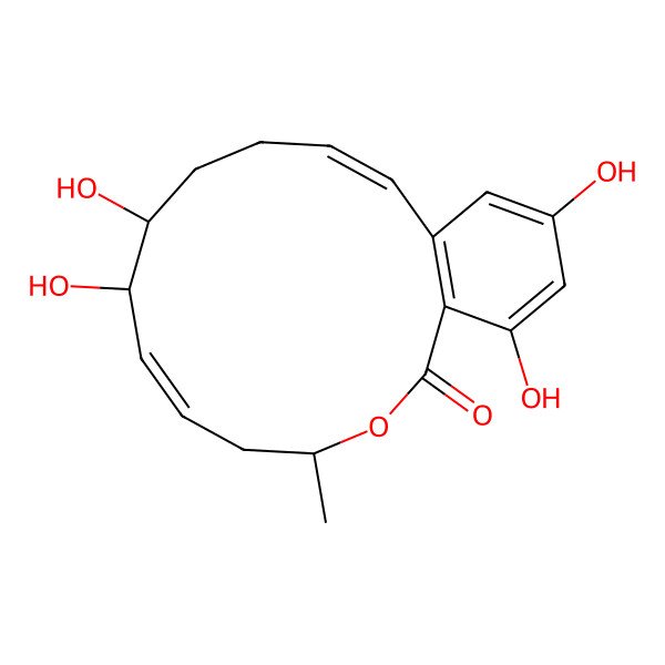 2D Structure of (4R,6Z,8R,9S,12Z)-8,9,16,18-tetrahydroxy-4-methyl-3-oxabicyclo[12.4.0]octadeca-1(14),6,12,15,17-pentaen-2-one