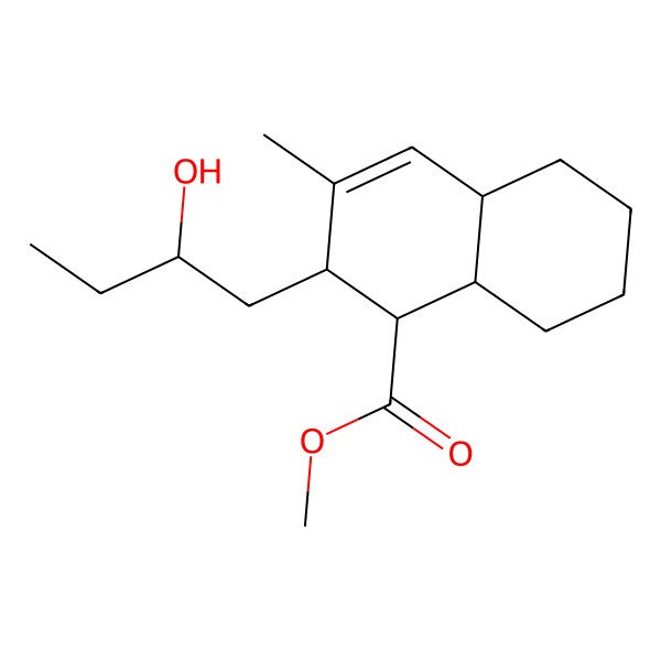 2D Structure of methyl (1S,2R,4aS,8aR)-2-[(2R)-2-hydroxybutyl]-3-methyl-1,2,4a,5,6,7,8,8a-octahydronaphthalene-1-carboxylate