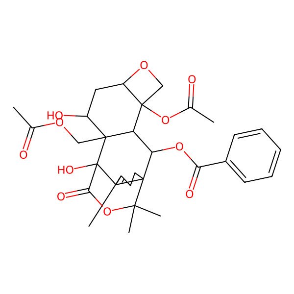 2D Structure of [4-Acetyloxy-10-(acetyloxymethyl)-9,11-dihydroxy-13,16,16-trimethyl-18-oxo-6,17-dioxapentacyclo[9.4.3.01,12.03,10.04,7]octadec-12-en-2-yl] benzoate