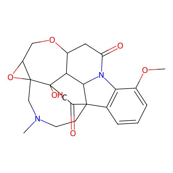 2D Structure of (1S,6R,8R,11S,23S,24R,25S)-23-hydroxy-16-methoxy-4-methyl-7,10-dioxa-4,14-diazaheptacyclo[12.6.5.01,25.06,8.06,23.011,24.015,20]pentacosa-15(20),16,18-triene-13,21-dione