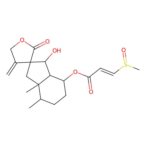 2D Structure of [(2R,3R,3aS,4S,7S,7aR)-3-hydroxy-7,7a-dimethyl-4'-methylidene-2'-oxospiro[3,3a,4,5,6,7-hexahydro-1H-indene-2,3'-oxolane]-4-yl] (Z)-3-methylsulfinylprop-2-enoate