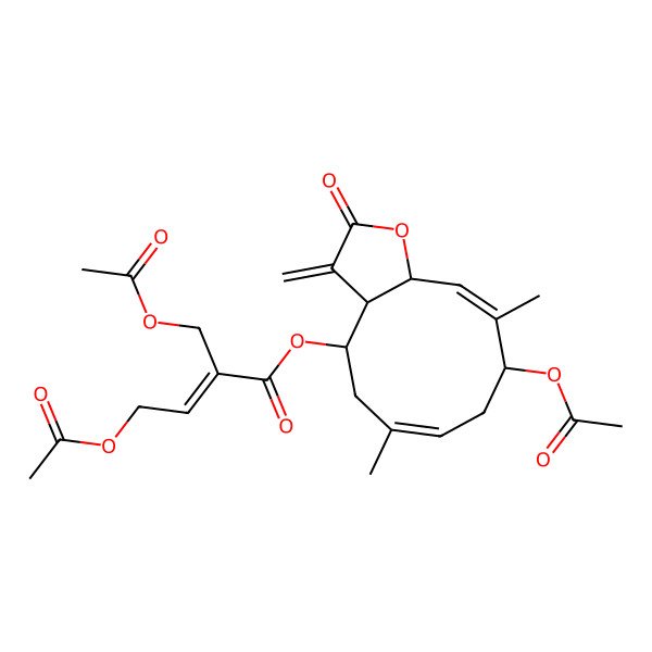 2D Structure of (9-Acetyloxy-6,10-dimethyl-3-methylidene-2-oxo-3a,4,5,8,9,11a-hexahydrocyclodeca[b]furan-4-yl) 4-acetyloxy-2-(acetyloxymethyl)but-2-enoate