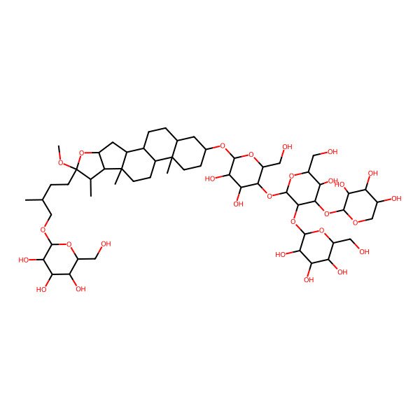 2D Structure of 2-[4-[16-[3,4-Dihydroxy-5-[5-hydroxy-6-(hydroxymethyl)-3-[3,4,5-trihydroxy-6-(hydroxymethyl)oxan-2-yl]oxy-4-(3,4,5-trihydroxyoxan-2-yl)oxyoxan-2-yl]oxy-6-(hydroxymethyl)oxan-2-yl]oxy-6-methoxy-7,9,13-trimethyl-5-oxapentacyclo[10.8.0.02,9.04,8.013,18]icosan-6-yl]-2-methylbutoxy]-6-(hydroxymethyl)oxane-3,4,5-triol
