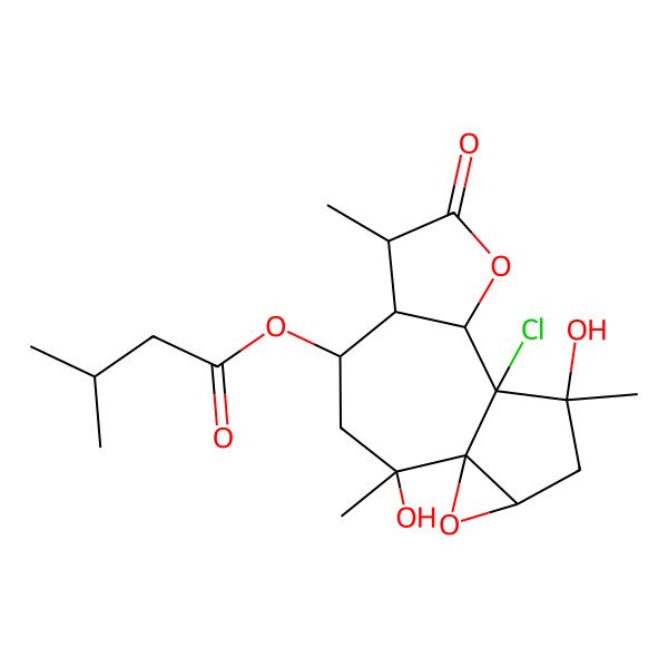 2D Structure of (10-Chloro-2,11-dihydroxy-2,6,11-trimethyl-7-oxo-8,14-dioxatetracyclo[8.4.0.01,13.05,9]tetradecan-4-yl) 3-methylbutanoate