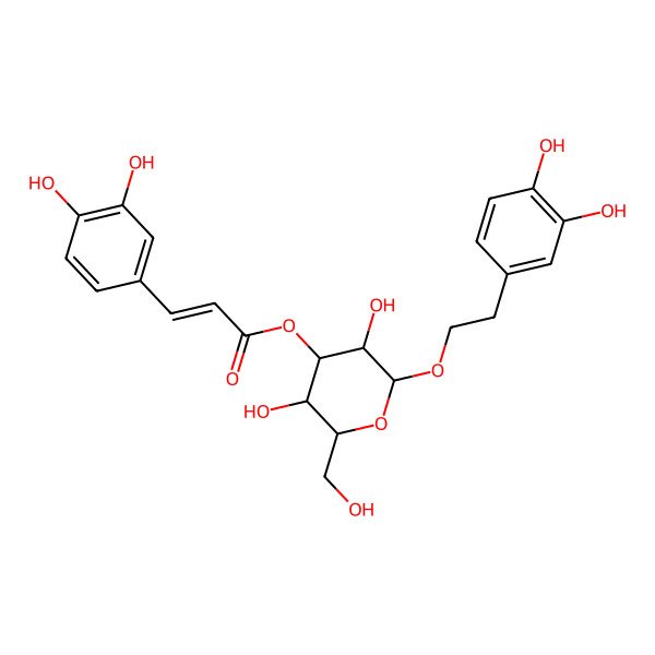 2D Structure of [2-[2-(3,4-Dihydroxyphenyl)ethoxy]-3,5-dihydroxy-6-(hydroxymethyl)oxan-4-yl] 3-(3,4-dihydroxyphenyl)prop-2-enoate