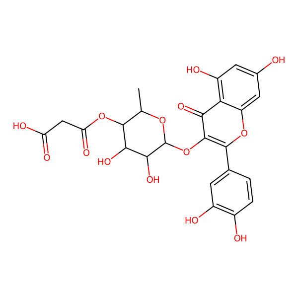 2D Structure of quercetin-3-O-(4-O-malonyl)-beta-D-rhamnoside