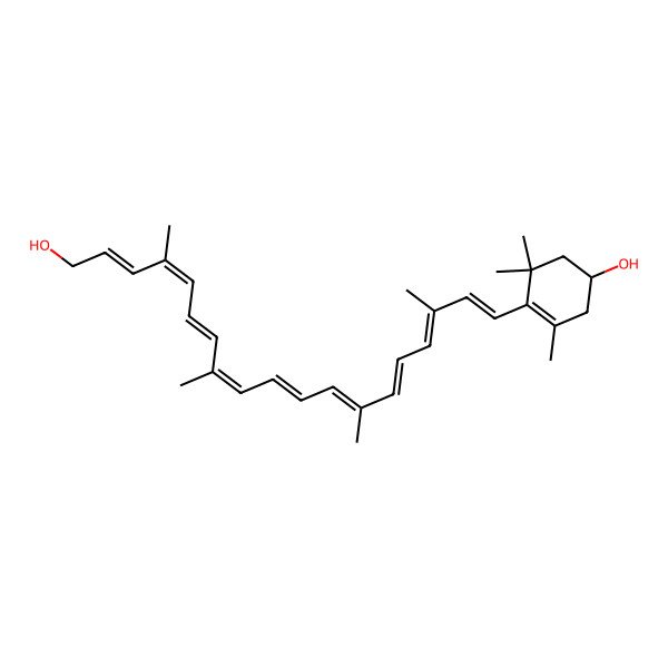 2D Structure of (1R)-4-[(1E,3E,5E,7E,9E,11E,13E,15E,17E)-19-hydroxy-3,7,12,16-tetramethylnonadeca-1,3,5,7,9,11,13,15,17-nonaenyl]-3,5,5-trimethylcyclohex-3-en-1-ol