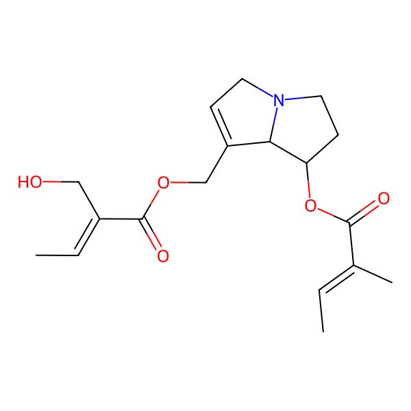 2D Structure of [(7R,8R)-7-[(E)-2-methylbut-2-enoyl]oxy-5,6,7,8-tetrahydro-3H-pyrrolizin-1-yl]methyl (E)-2-(hydroxymethyl)but-2-enoate