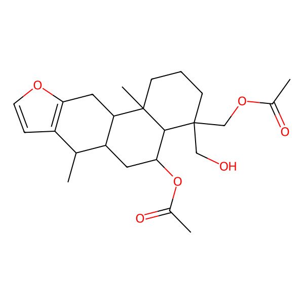 2D Structure of [(4S,4aS,5R,6aS,7R,11aS,11bR)-5-acetyloxy-4-(hydroxymethyl)-7,11b-dimethyl-1,2,3,4a,5,6,6a,7,11,11a-decahydronaphtho[2,1-f][1]benzofuran-4-yl]methyl acetate