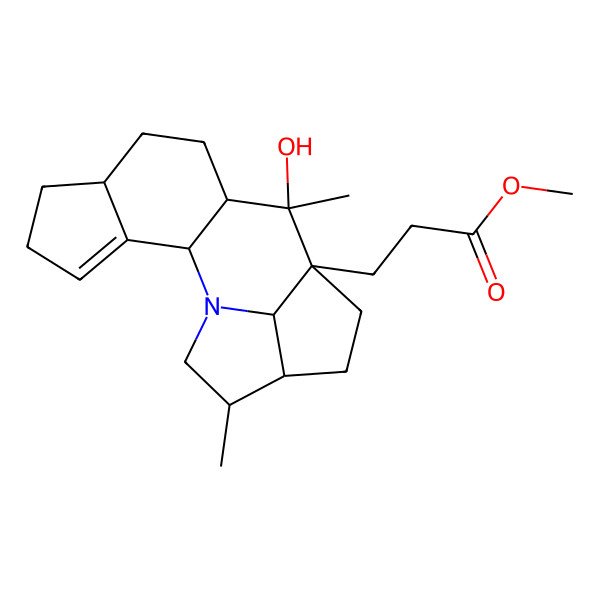 2D Structure of methyl 3-[(2S,7S,10R,11S,12R,15S,16R,18R)-11-hydroxy-11,16-dimethyl-1-azapentacyclo[10.5.1.02,10.03,7.015,18]octadec-3-en-12-yl]propanoate