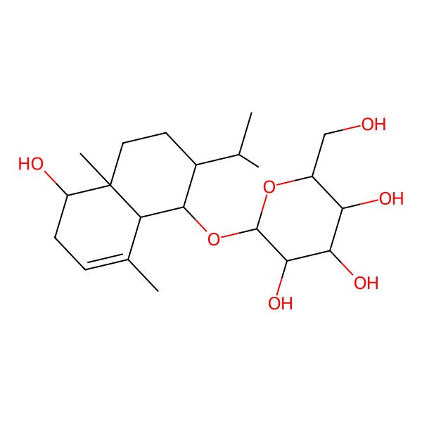 2D Structure of 2-[(5-hydroxy-4a,8-dimethyl-2-propan-2-yl-2,3,4,5,6,8a-hexahydro-1H-naphthalen-1-yl)oxy]-6-(hydroxymethyl)oxane-3,4,5-triol