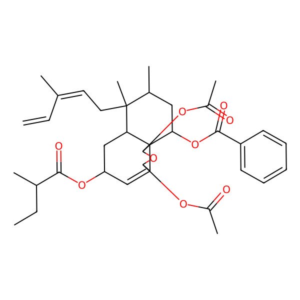 2D Structure of [(1S,3R,5R,6aS,7R,8R,10S,10aS)-1,3-diacetyloxy-7,8-dimethyl-5-[(2R)-2-methylbutanoyl]oxy-7-[(2E)-3-methylpenta-2,4-dienyl]-1,3,5,6,6a,8,9,10-octahydrobenzo[d][2]benzofuran-10-yl] benzoate
