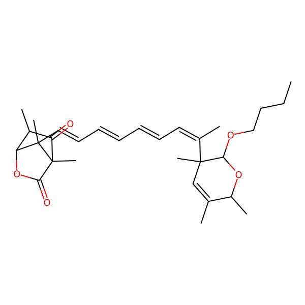 2D Structure of 7-[8-(2-Butoxy-3,5,6-trimethyl-2,6-dihydropyran-3-yl)nona-1,3,5,7-tetraenyl]-4,6,7-trimethyl-2-oxabicyclo[2.2.1]heptane-3,5-dione
