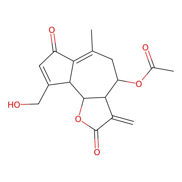 2D Structure of [9-(hydroxymethyl)-6-methyl-3-methylidene-2,7-dioxo-4,5,9a,9b-tetrahydro-3aH-azuleno[4,5-b]furan-4-yl] acetate