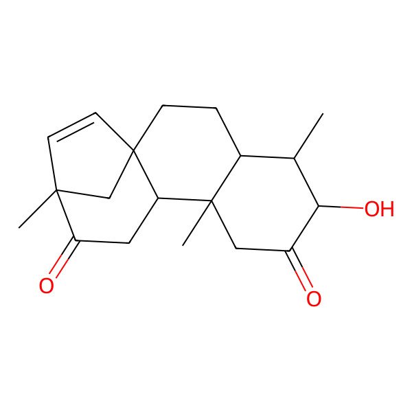 2D Structure of (1R,4R,5R,6S,9R,10S,13S)-6-hydroxy-5,9,13-trimethyltetracyclo[11.2.1.01,10.04,9]hexadec-14-ene-7,12-dione