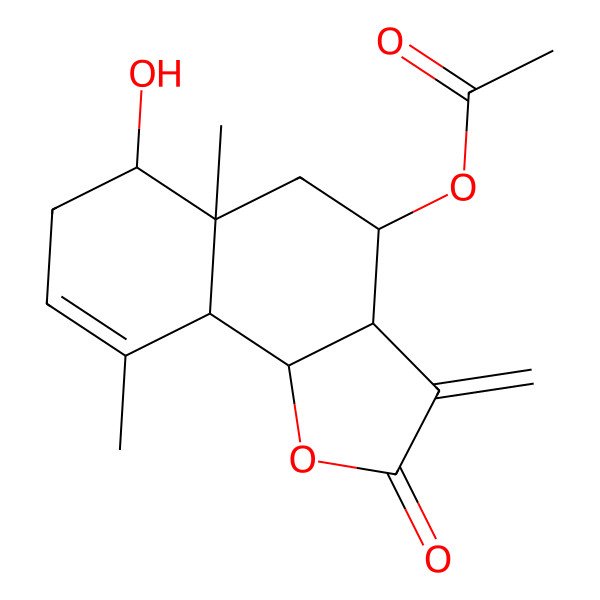 2D Structure of [(3aR,4S,5aR,6S,9aS,9bS)-6-hydroxy-5a,9-dimethyl-3-methylidene-2-oxo-4,5,6,7,9a,9b-hexahydro-3aH-benzo[g][1]benzofuran-4-yl] acetate