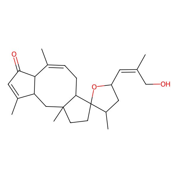 2D Structure of 5-(3-Hydroxy-2-methylprop-1-enyl)-1',3,4',8'-tetramethylspiro[oxolane-2,12'-tricyclo[9.3.0.03,7]tetradeca-4,8-diene]-6'-one