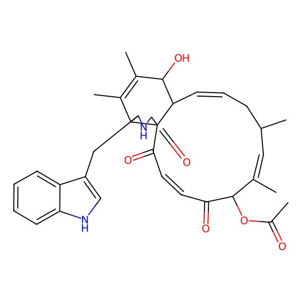 2D Structure of [(1S,3E,6R,7E,9S,11E,13R,14S,17R,18S)-14-hydroxy-18-(1H-indol-3-ylmethyl)-7,9,15,16-tetramethyl-2,5,20-trioxo-19-azatricyclo[11.7.0.01,17]icosa-3,7,11,15-tetraen-6-yl] acetate